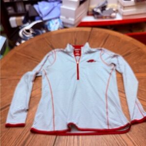 CB Arkansas Razorbacks Striped Quarter-Zip Pullover with Red Accents